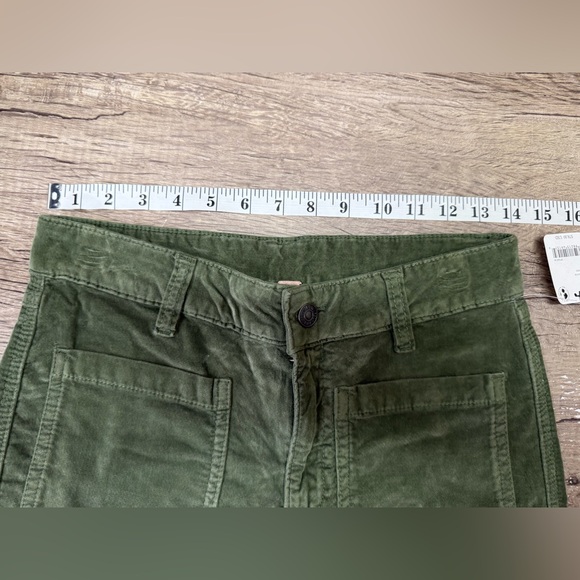 Free People High Time Velvet Kick Flare Pants Olive Army Green size 6 NWT - Picture 7 of 8
